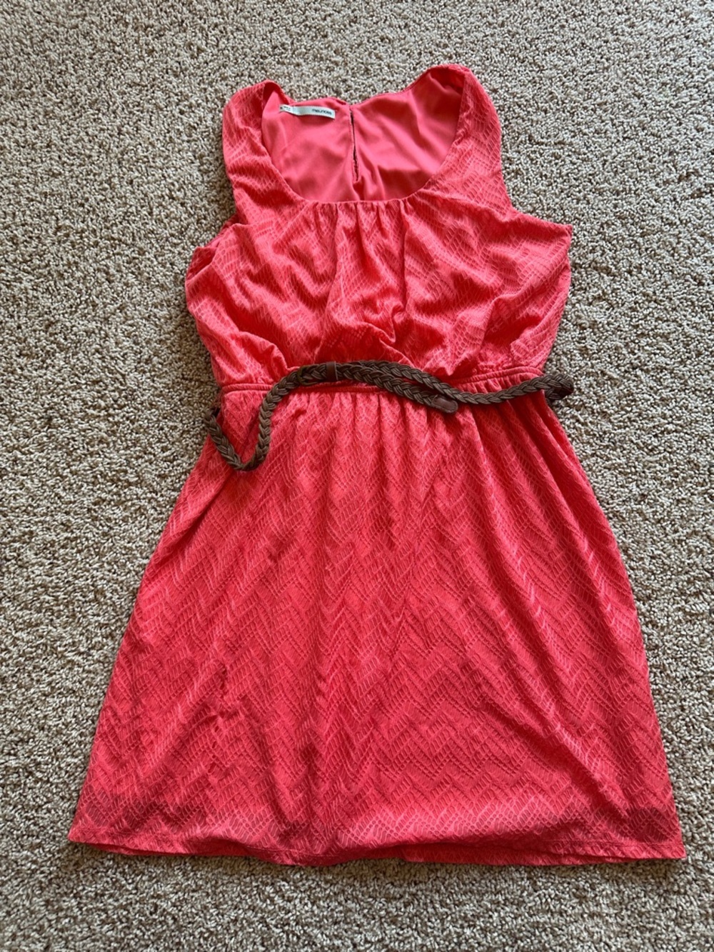 Maurices Coral Pink Sleeveless Knit Dress with Braided Belt